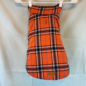 Kuoser Plaid Dog Coat Winter Warm puffer‎ flannel Pet Jacket Orange Black